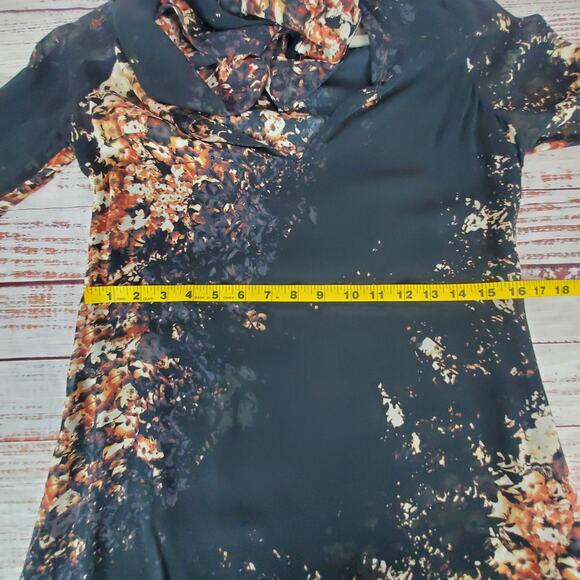 Intermix Silk Fairy Black Floral Dress Sm Asymmetric Layers Sheer Flowy Romantic - Picture 13 of 16